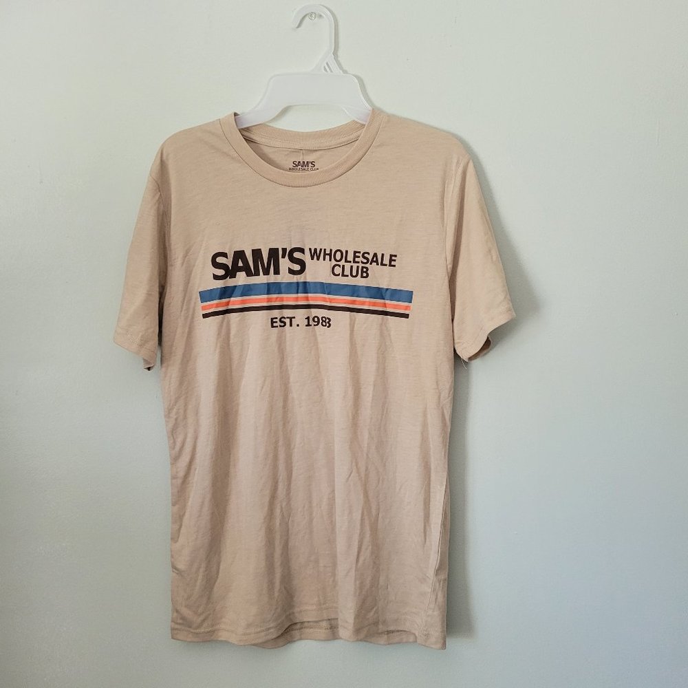 Sam's Wholesale Club Retro Tee Unisex Short Sleeve Beige T-Shirt NWT